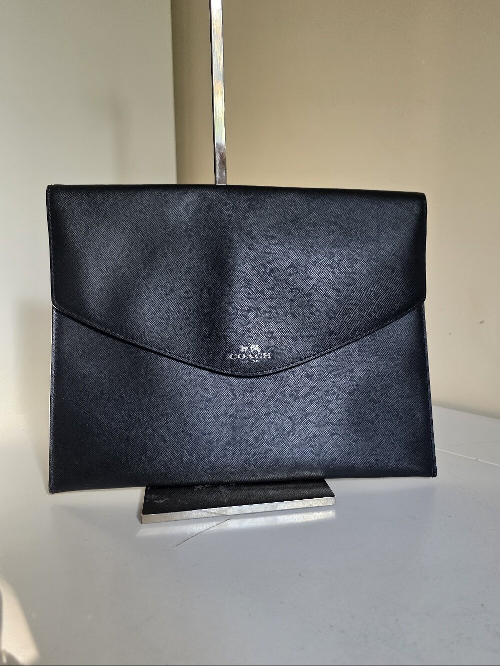 Coach Black Saffiano Leather Envelope Briefcase